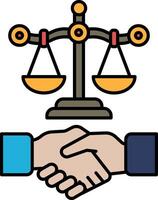 A hand shaking a gavel with a scale on the ground vector