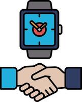 A watch is shown with the hands on the numbers 3 and 9 vector