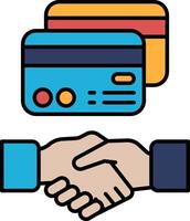A hand shaking a card with a blue and red stripe on it vector