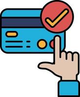 A credit card with a red check mark on it vector