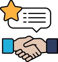 A hand shaking another hand with a star above it vector