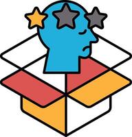 A blue head with three stars on it is inside of a box vector