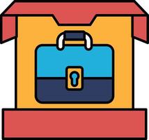 A suitcase is sitting on top of a red box vector