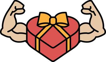 A cartoon of a man with a red box in his arms vector