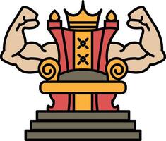 A cartoon of a man with a muscular build sitting on a throne vector