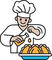 A chef is making food and smiling vector