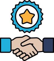 A hand shaking a hand with a star on it vector