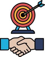 A hand shaking a target with a red arrow in the middle vector