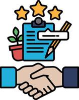 A hand shaking a clipboard with a pencil on it vector