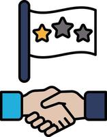 A flag with three stars and a handshake between two people vector