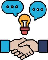 A hand shaking a light bulb with a speech bubble saying I have a great idea vector