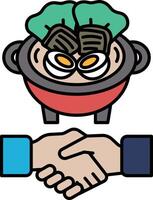 A cartoon of two hands shaking in a pot vector