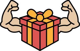 A cartoon of a man with his arms raised and a box in front of him vector