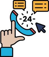 A hand pointing to a phone with the time 24 on it vector