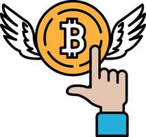 A hand pointing at a coin with the letter B on it vector