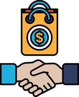 A hand shaking a bag with a dollar sign on it vector