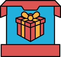 A red box with a yellow bow on top of it vector