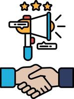 A hand shaking another hand with a large microphone in the background vector