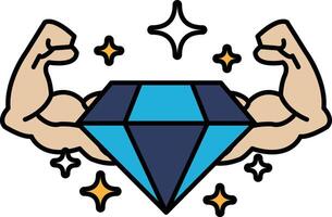 A diamond is drawn on a man's bicep with a star pattern vector
