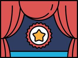 A red curtain with a star and a red ribbon vector