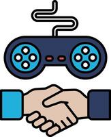 A hand shaking a game controller vector