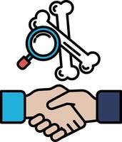 A picture of two hands shaking with a skull and bones in the background vector