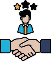 A man is shaking hands with another man, and the man is wearing a tie vector