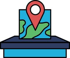 A map with a red dot on it vector