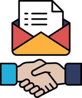A hand shaking an envelope with a piece of paper inside vector