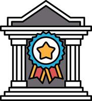 A building with a star and a ribbon on it vector