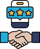 A hand shaking another hand with a star on it vector