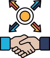 A hand shaking another hand with a circle in the middle vector