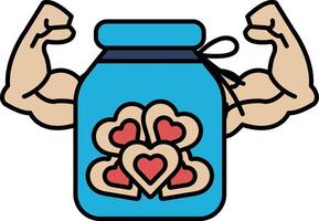 A jar of cookies with hearts on it vector