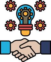 A hand shaking a light bulb with a gear on it vector