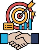 A hand shaking a target with a red bullseye and a yellow arrow pointing to it vector