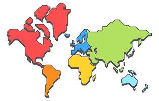 Isometric simple illustration of world map with continents vector
