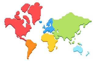 Simple illustration of isometric world map with continents vector