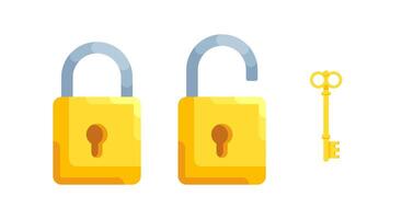 Modern Illustration of detailed locks with open and closed lock and key vector