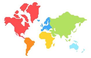 Simple modern illustration of world map with continents vector