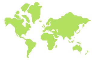 Simple illustration of world map in green color vector