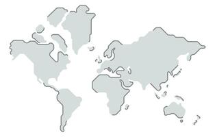 Simple illustration of world map in gray color vector