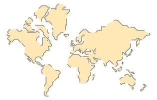 Simplified illustration of world map in flat pastel color vector