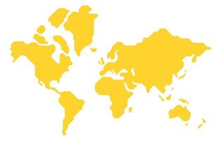 Simplified illustration of flat world map in yellow color vector