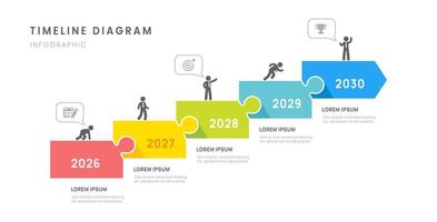 Business presentation 5 steps roadmap year timeline infographic with arrow template, design. vector