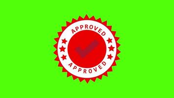 Red Approval Seal Animation with White Checkmark and Starburst Badge Design video