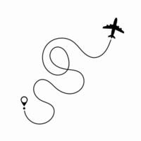 A planes flight path visualized with a dashed trail, symbolizing journey planning, travel navigation, and air route tracking for travel and aviation topics. vector