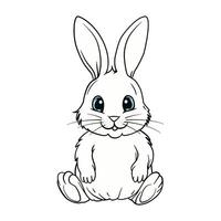 Outline illustration of a cute bunny rabbit, ideal for coloring books, stickers, and kids' projects. Simple and charming design with big eyes. High quality graphics. vector