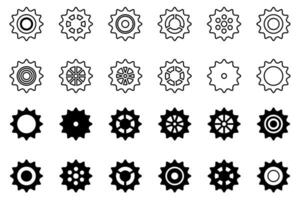 Mechanical gears set. Cogwheel icon collection. Black sprocket symbols. Clean design elements. vector