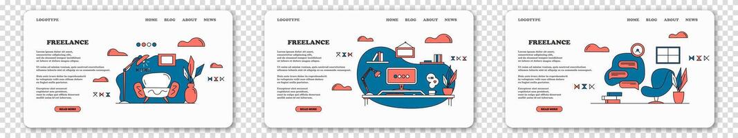Organization of work process in the house. Remote work benefits. Distant work. Freelance. Homework. Scene of organization and workflow improvement. Landing page concept illustration. vector