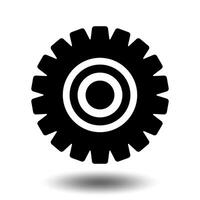Machine gear icon in black. Flat design cogwheel, technical sprocket, industrial component, mechanical part symbol, engineering settings icon. vector